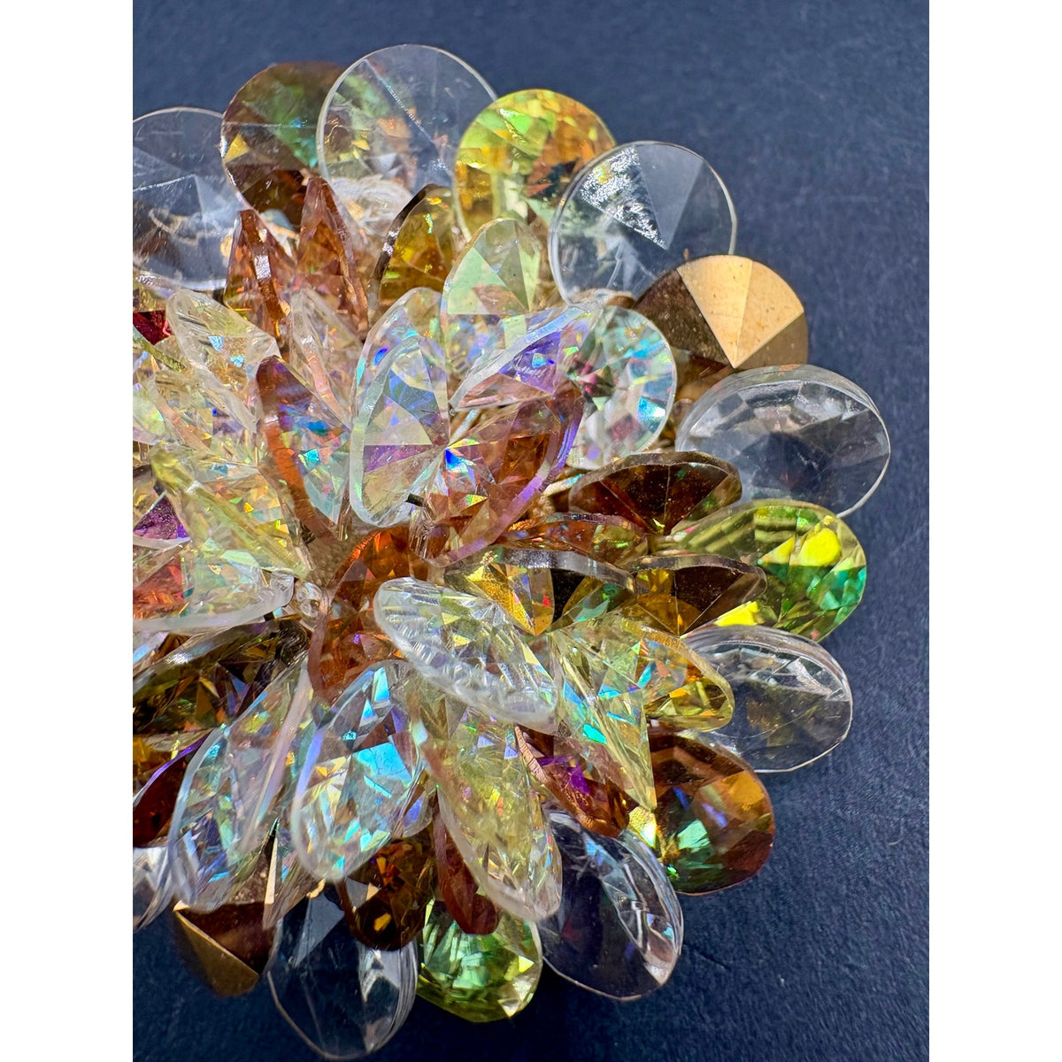 Vintage Vendome AB Crystal Cluster Brooch And Earrings Set