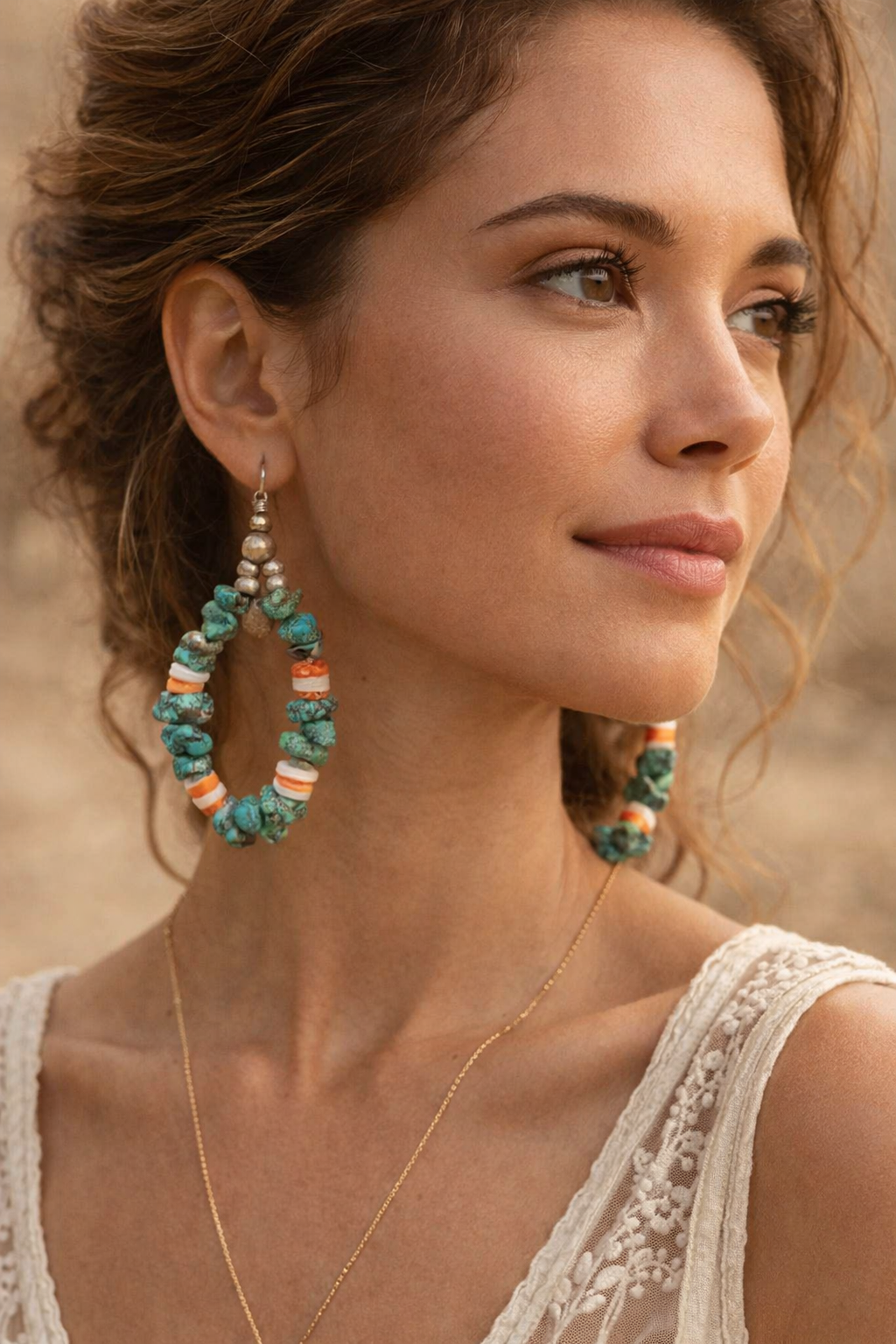 Spiny Oyster And Turquoise Earrings