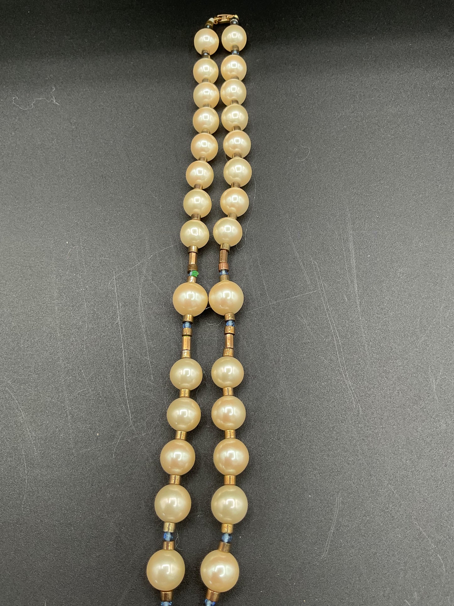 Rare Thelma Deutsch Pearl and Rhinestone Necklace with Cherub Pendant