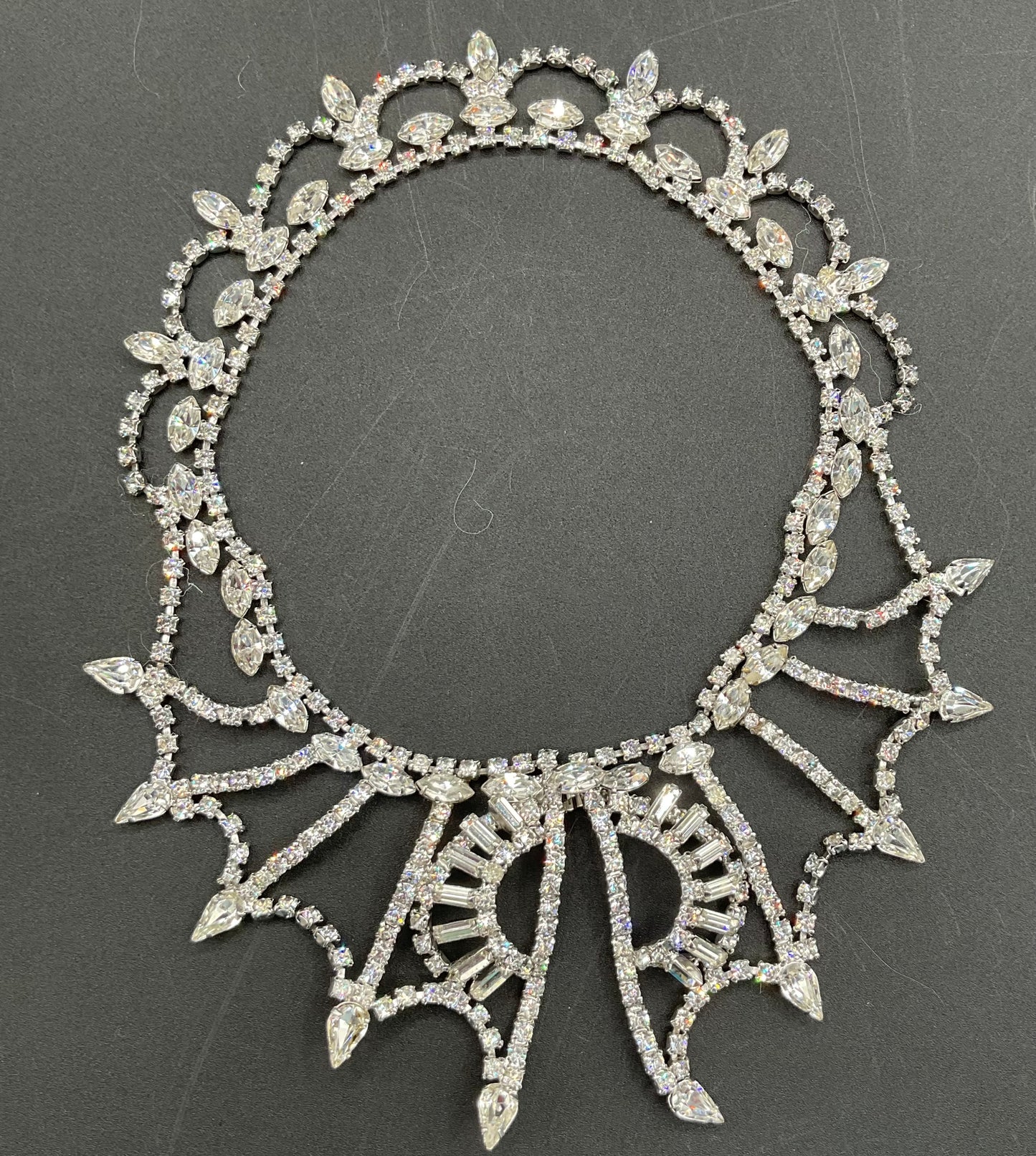 Vintage Clear Rhinestone Choker Collar Necklace UNQUIE