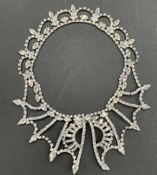 Vintage Clear Rhinestone Choker Collar Necklace UNQUIE