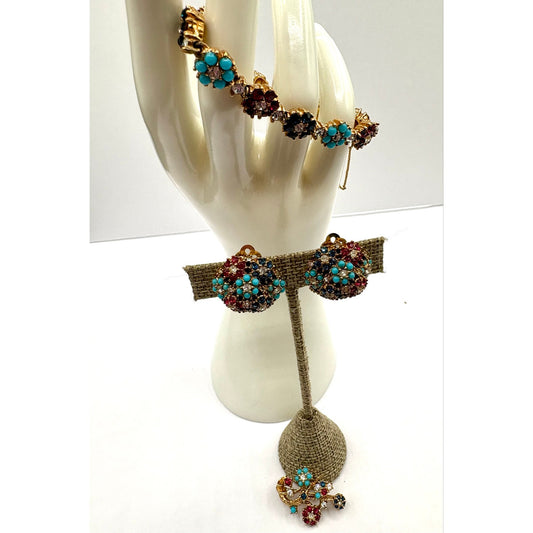 Vintage CINER 1960s Floral Jewelry Set