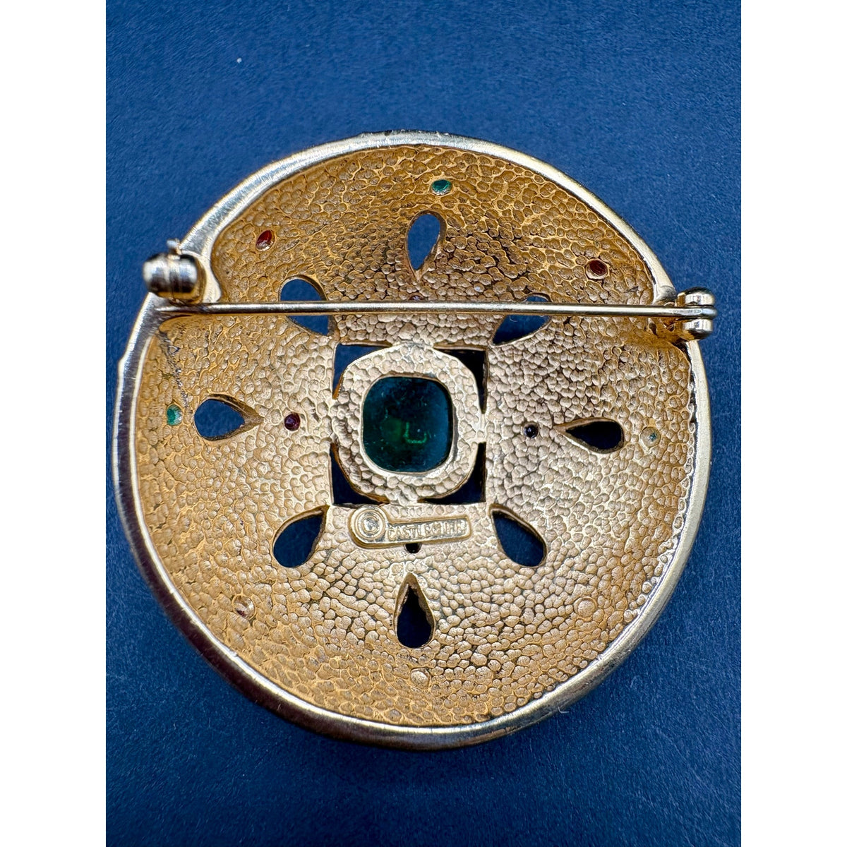 Striking Vintage Castlecliff Enamel & Glass Statement Brooch