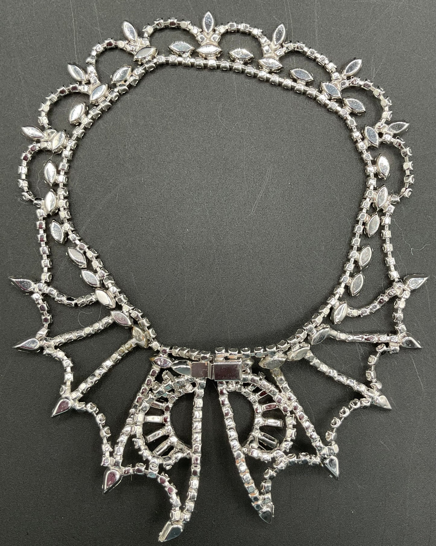 Vintage Clear Rhinestone Choker Collar Necklace UNQUIE