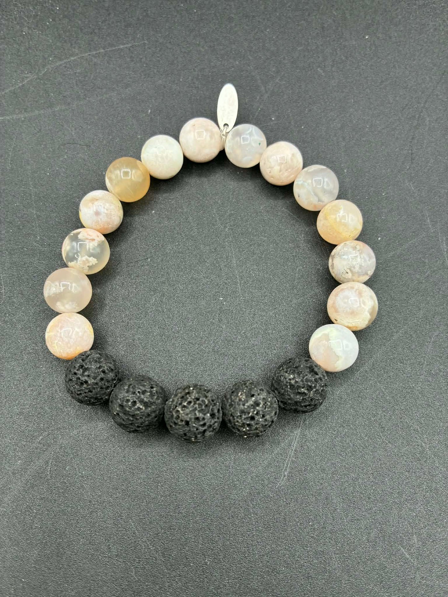 Fire Agate And Lava Rock Aromatherapy Bracelet 7”