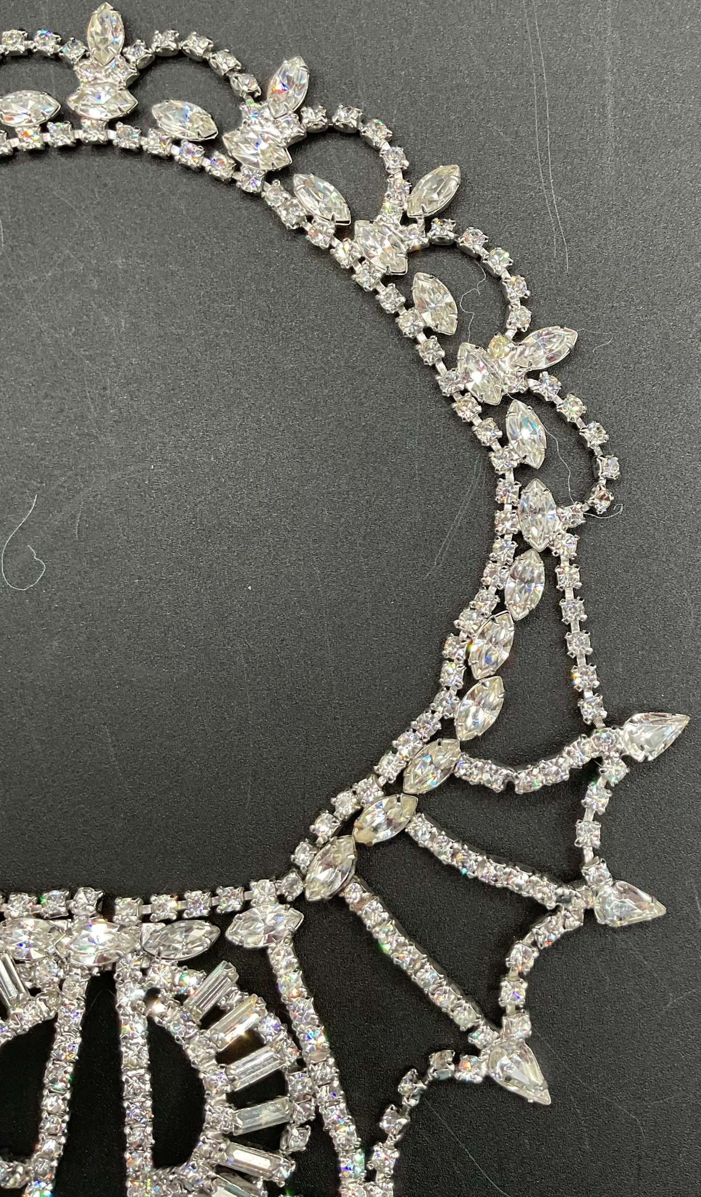 Vintage Clear Rhinestone Choker Collar Necklace UNQUIE
