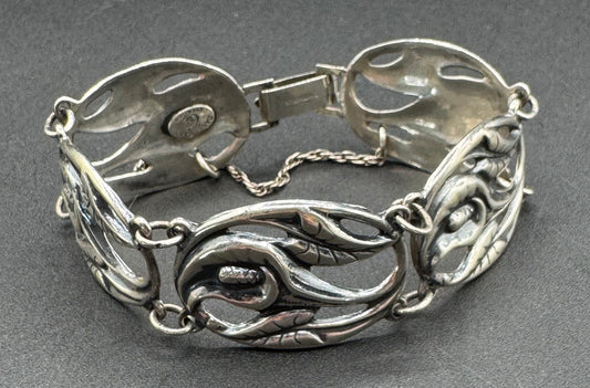 Vintage Danecraft Sterling Sliver Calla Lily Bracelet