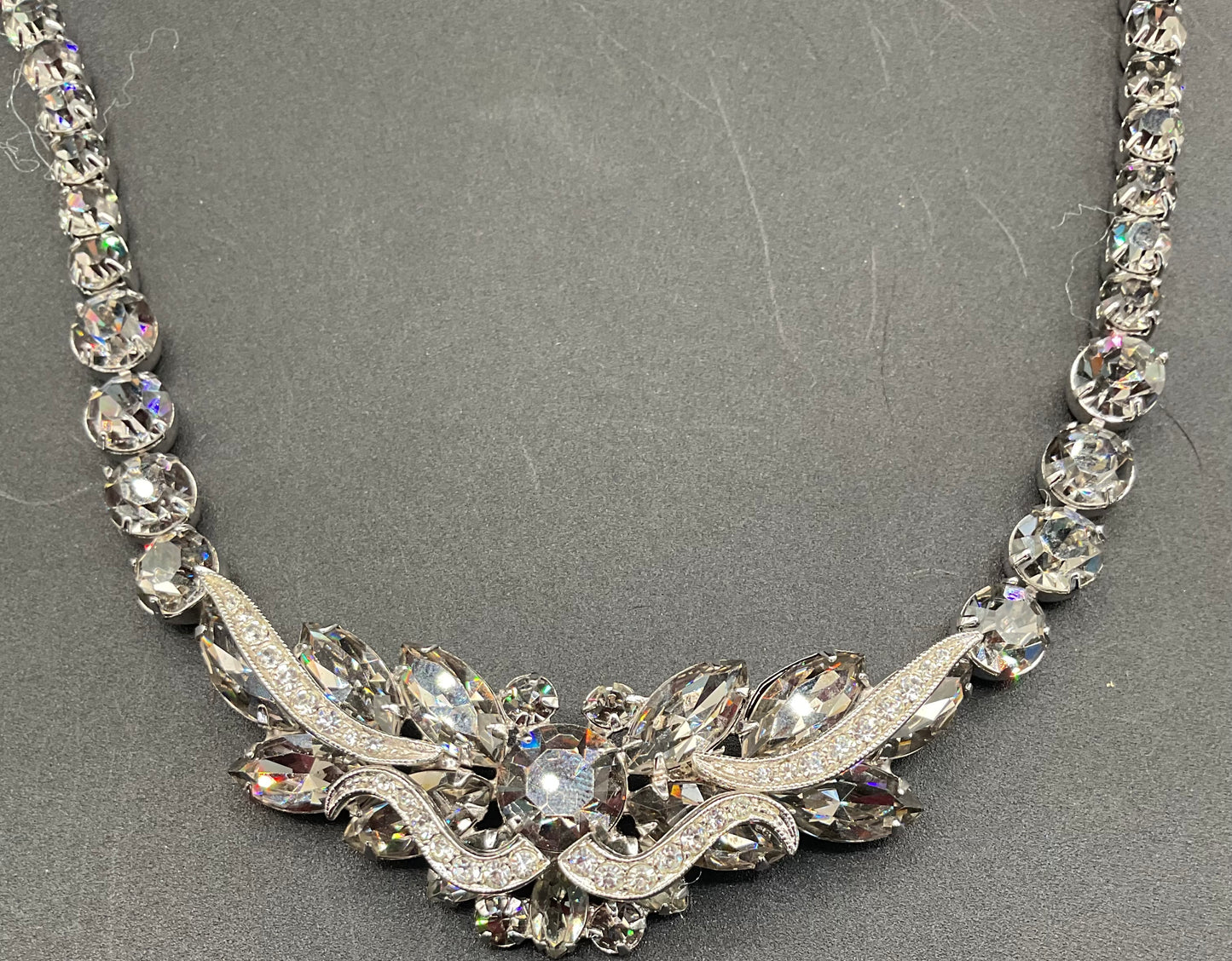 Vintage Weiss Black Diamond Rhinestone Statement Necklace  Choker