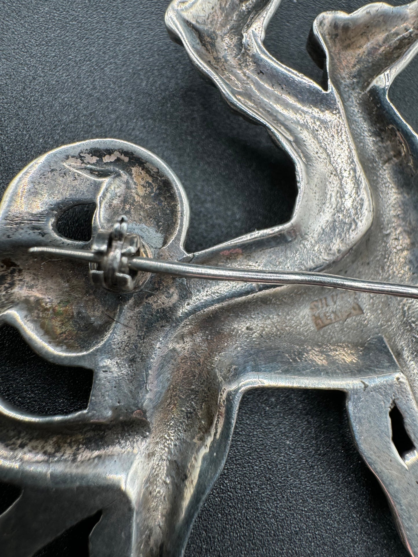 Art Deco Two Dogs Sterling Brooch