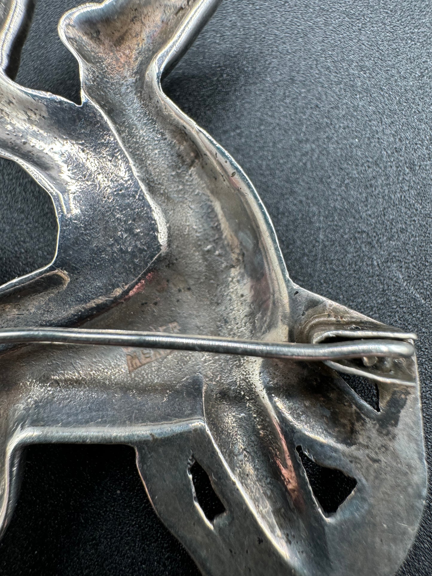 Art Deco Two Dogs Sterling Brooch