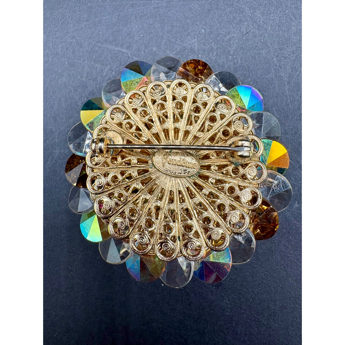 Vintage Vendome AB Crystal Cluster Brooch And Earrings Set