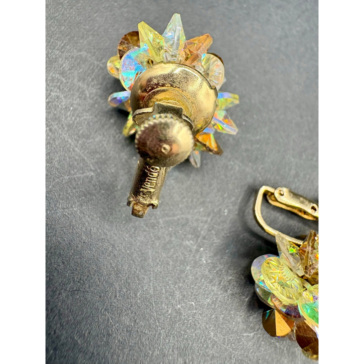 Vintage Vendome AB Crystal Cluster Brooch And Earrings Set