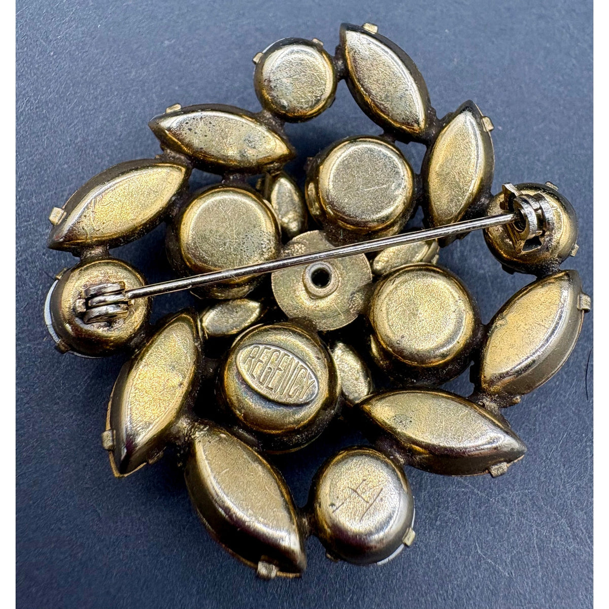 Vintage Signed Regency Rhinestone Brooch And Earrings Set
