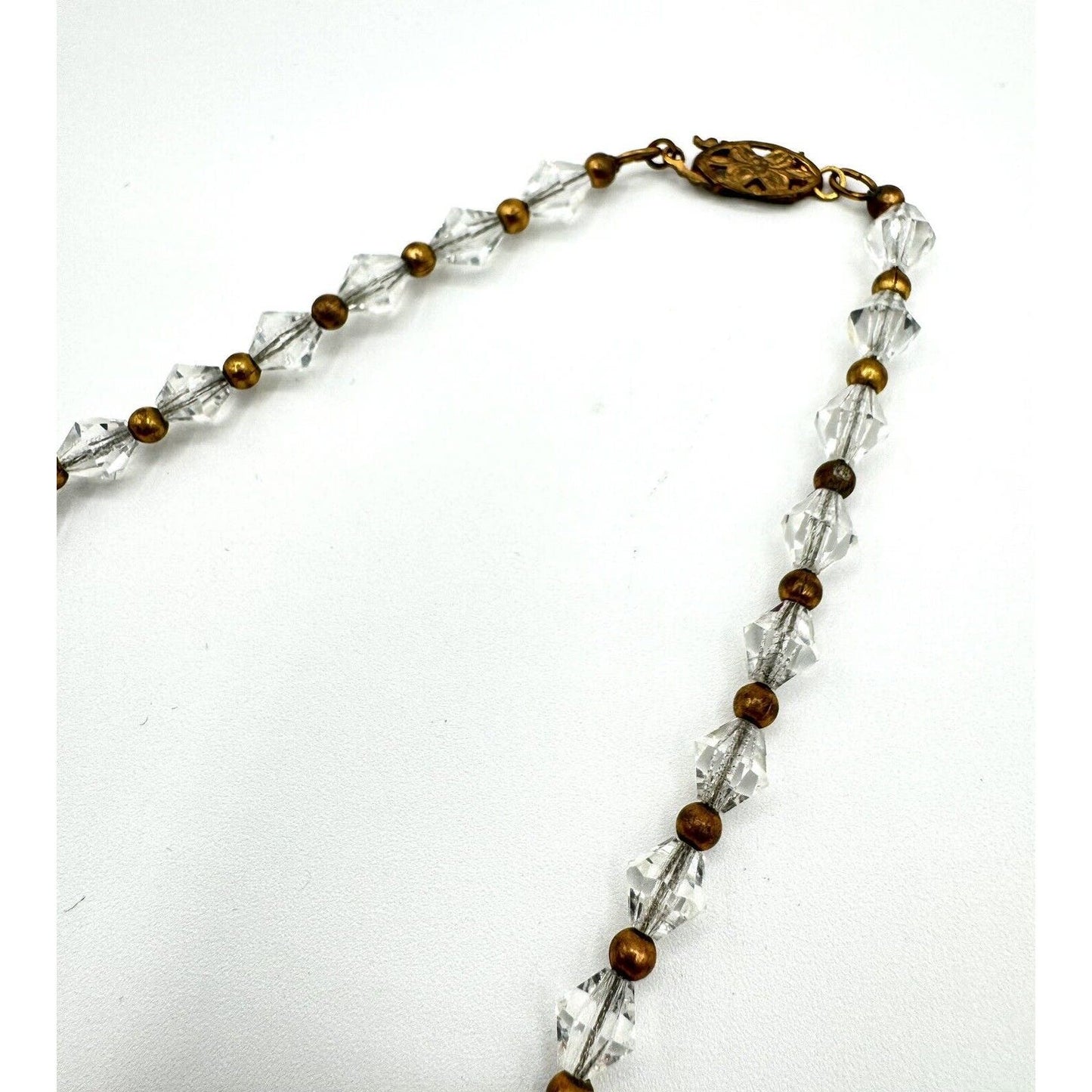 AntiqueVintage Antique Art Deco Faceted Crystal Choker With Goldtone Accents 14” - Black Dog Vintage