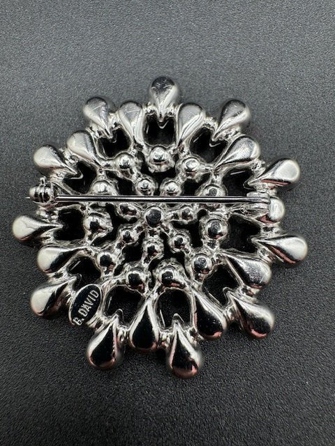 B. DavidB. David Vintage Pink AB And Clear Round Brooch and Earrings Set - Black Dog Vintage