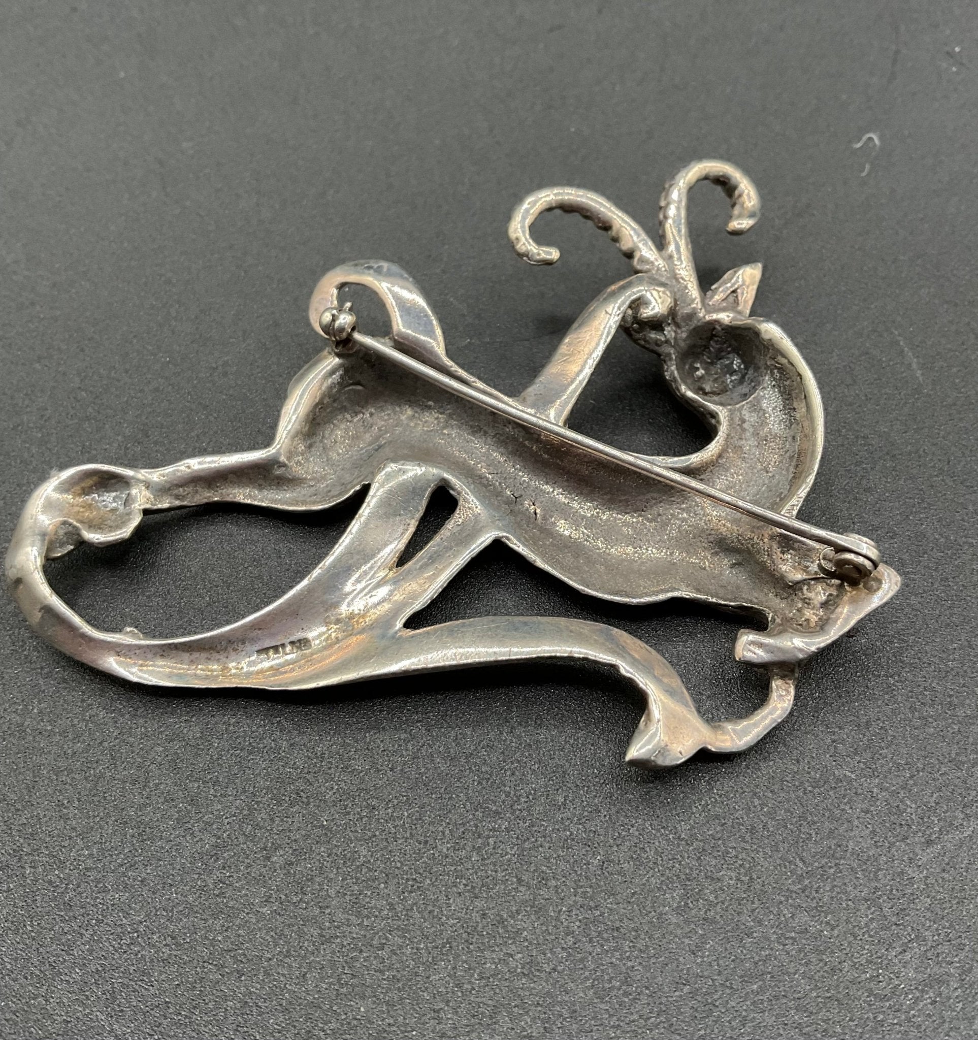 Black Dog VintageArt Deco Antique Sterling Silver Antelope Brooch - Black Dog Vintage