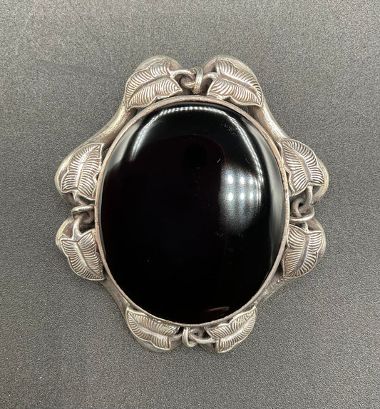 Black Dog VintageArt Deco Black Onyx Large Brooch - Black Dog Vintage