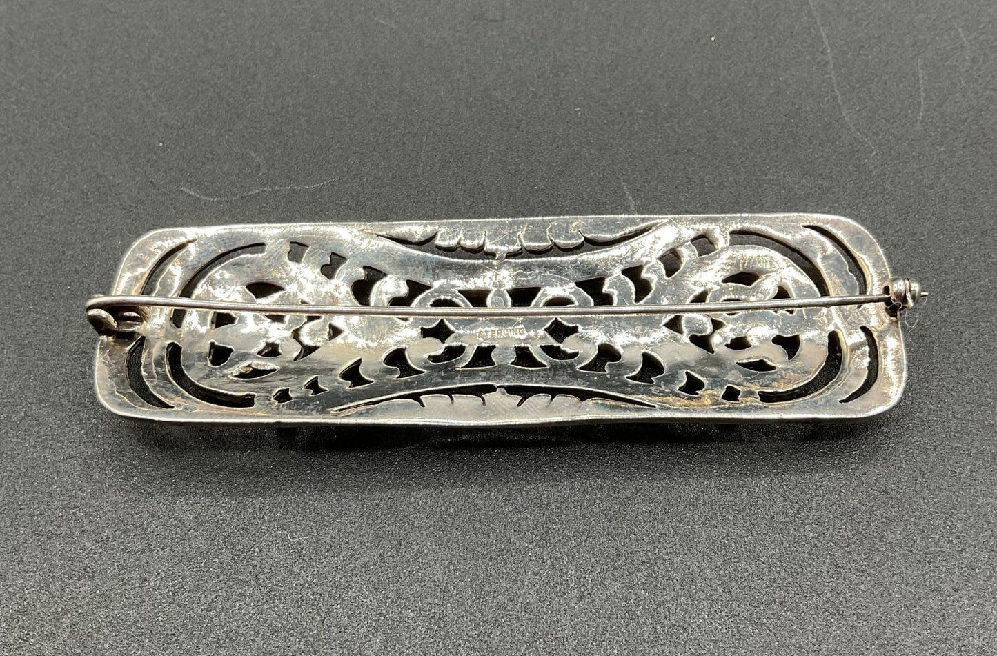 Black Dog VintageArt Nouveau Marcasite Sterling Silver Brooch - Black Dog Vintage
