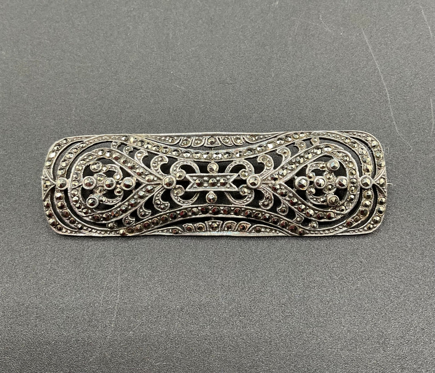 Black Dog VintageArt Nouveau Marcasite Sterling Silver Brooch - Black Dog Vintage