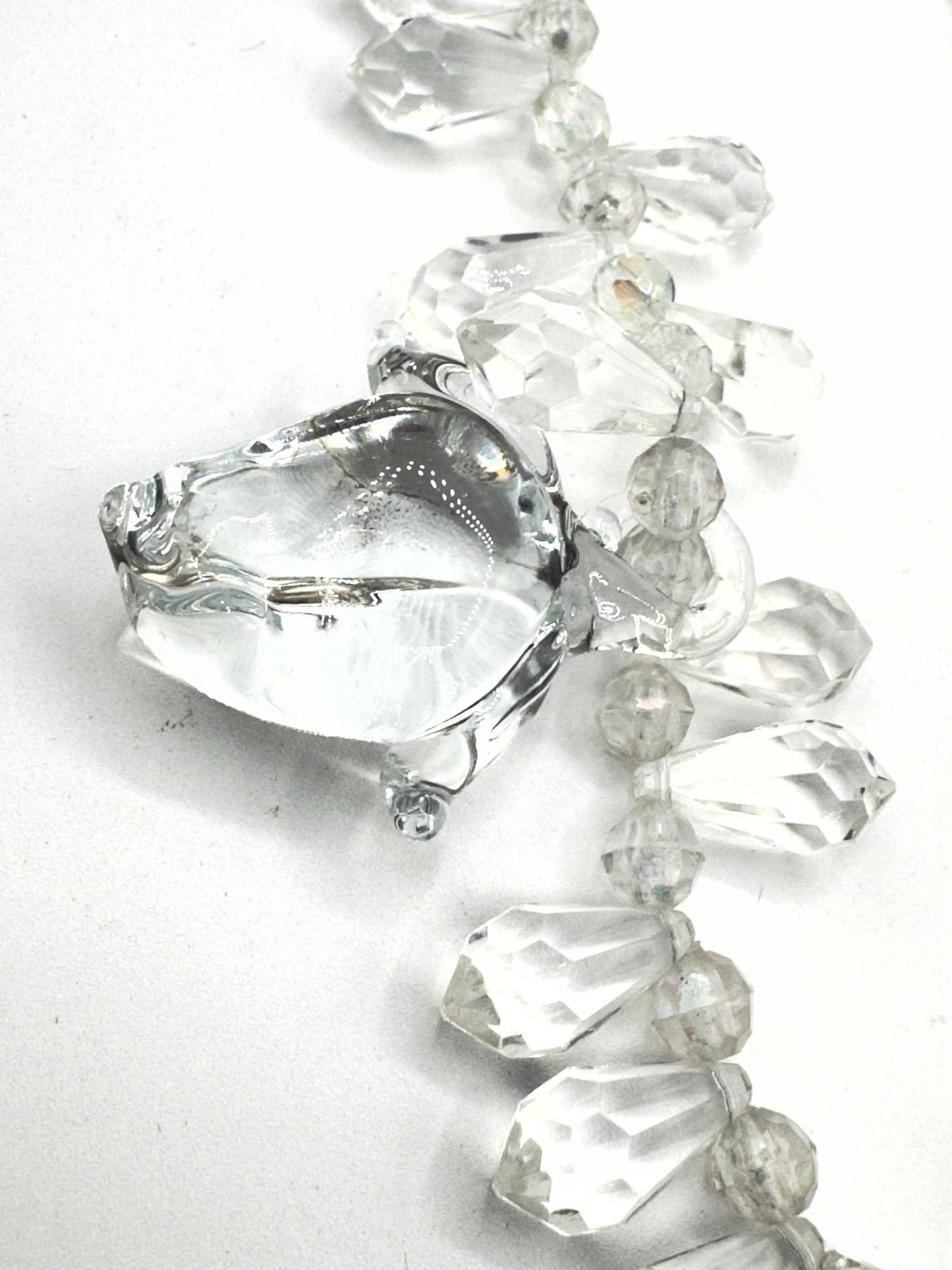 Black Dog VintageMiriam Haskell SIGNED Clear Lucite Crystal Fruit Necklace - 36” - Black Dog Vintage