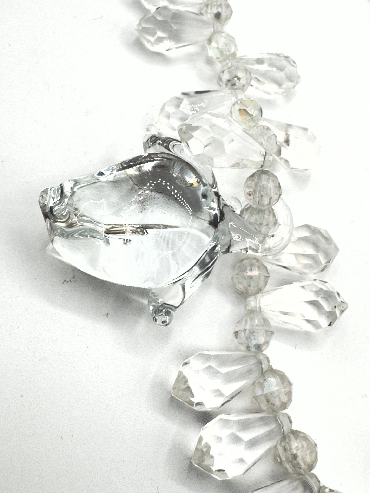 Black Dog VintageMiriam Haskell SIGNED Clear Lucite Crystal Fruit Necklace - 36” - Black Dog Vintage