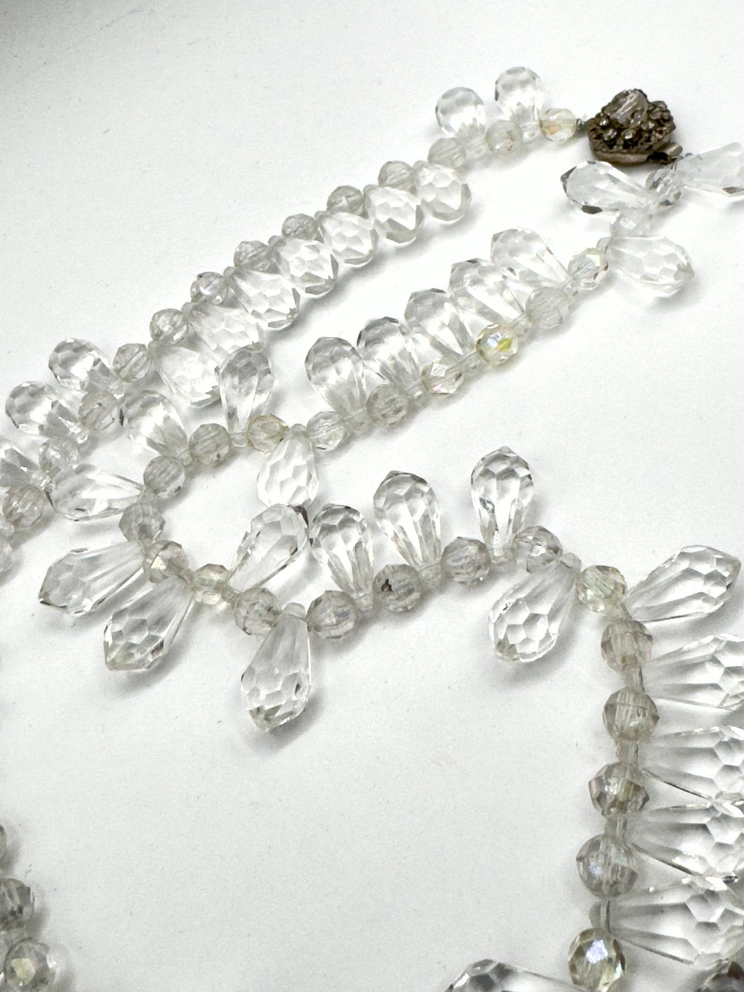 Black Dog VintageMiriam Haskell SIGNED Clear Lucite Crystal Fruit Necklace - 36” - Black Dog Vintage