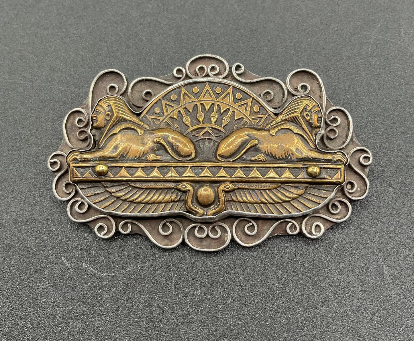 Black Dog VintageSterling Silver Egyptian Revival Brooch - Black Dog Vintage