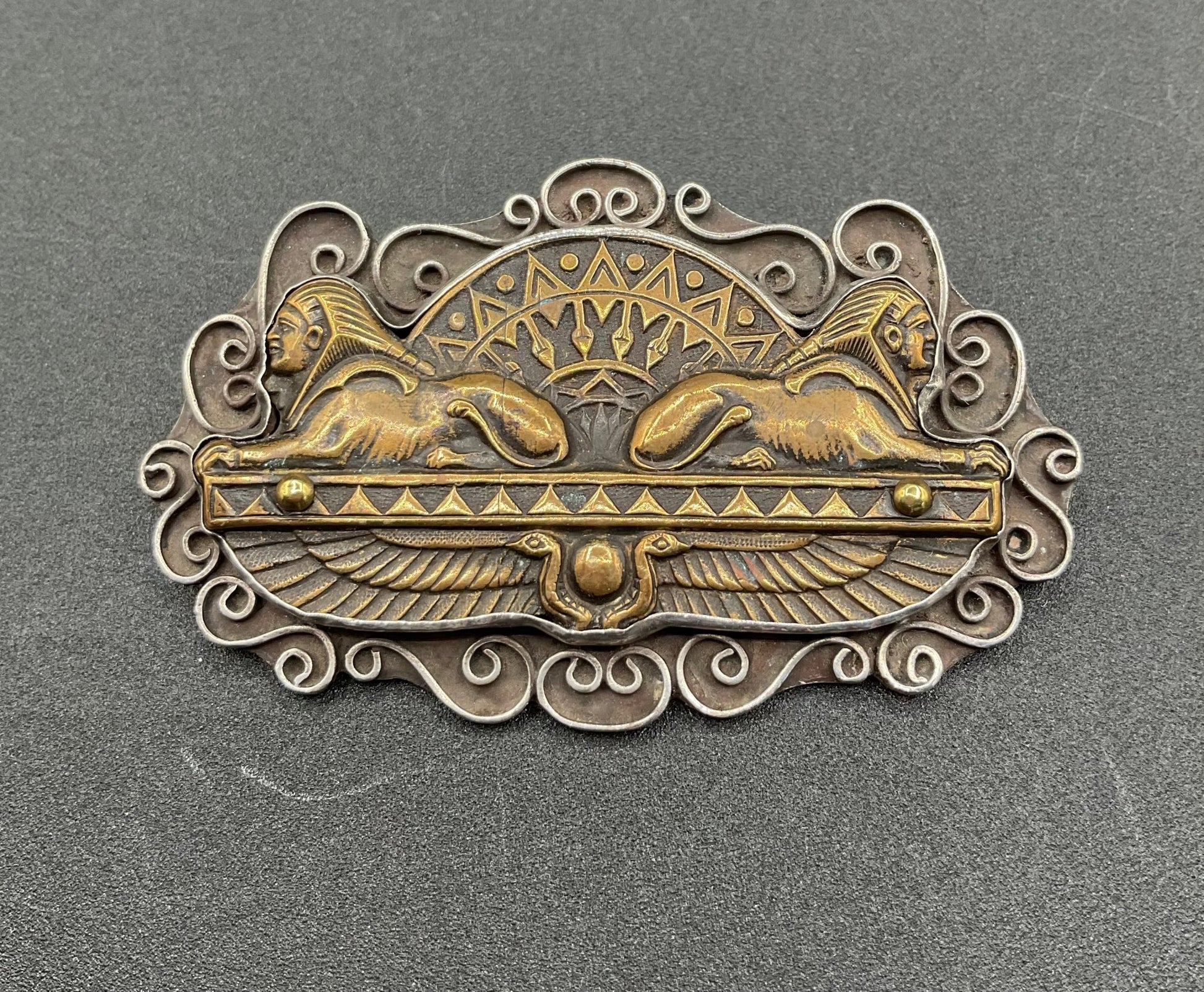 Black Dog VintageSterling Silver Egyptian Revival Brooch - Black Dog Vintage