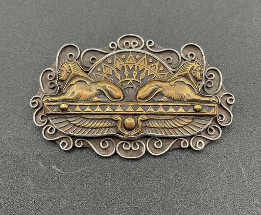 Black Dog VintageSterling Silver Egyptian Revival Brooch - Black Dog Vintage