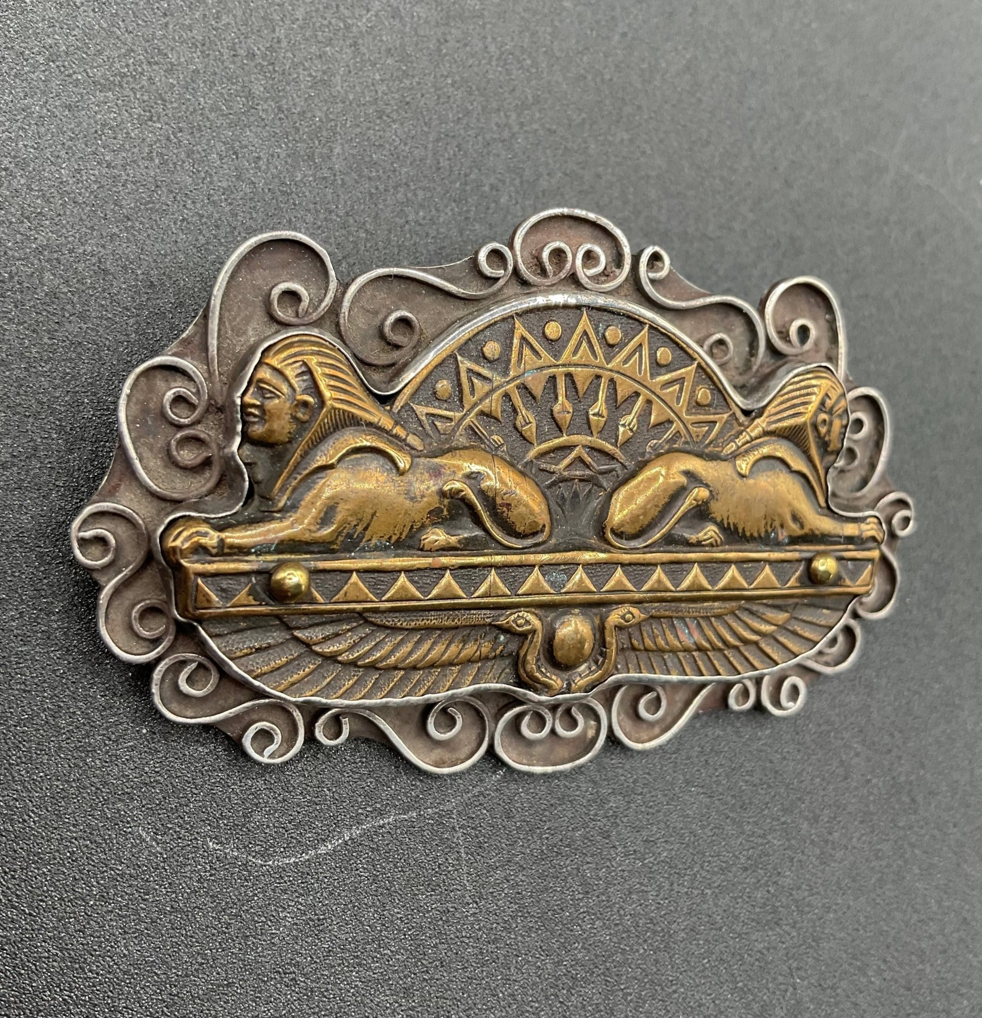 Black Dog VintageSterling Silver Egyptian Revival Brooch - Black Dog Vintage