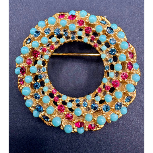 Vintage 1965 Sarah Coventry Song of India Brooch Earrings Demi Parure