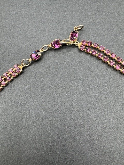 CzechCzech? Amethyst Crystal Vintage Statement Pendant Necklace Choker - Black Dog Vintage