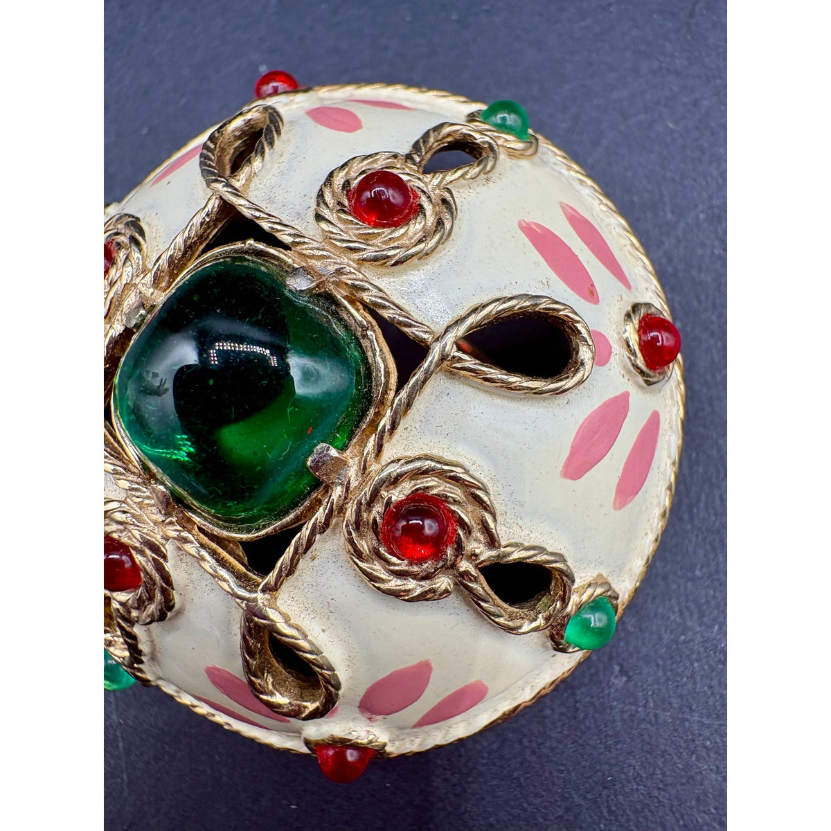Striking Vintage Castlecliff Enamel & Glass Statement Brooch