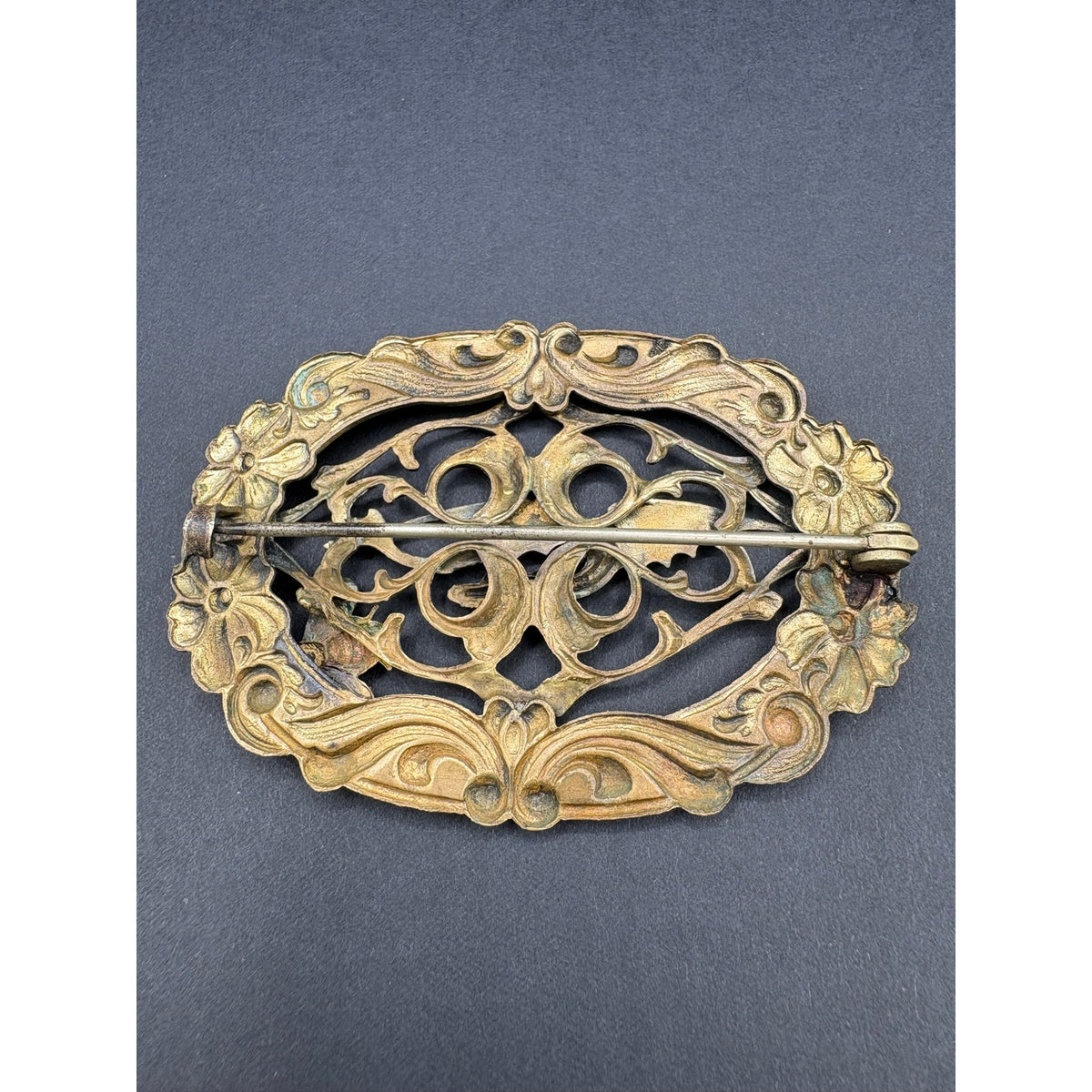 Antique Victorian Art Nouveau Dragon Bee Sash Pin Large Ornate Brass Brooch 3”