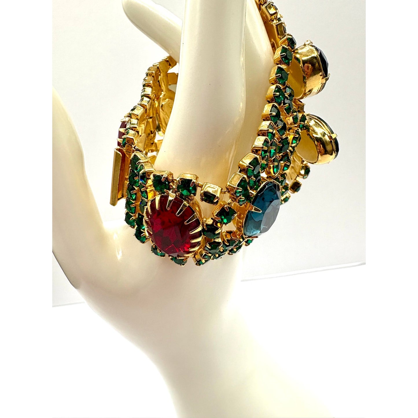 Vintage Dominique Rhinestone Jewel Tone Statement Bracelet