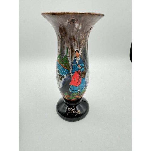 DecorVintage Ceramic Handpainted Signed Foug Plate And Vase Decor Nain - Black Dog Vintage