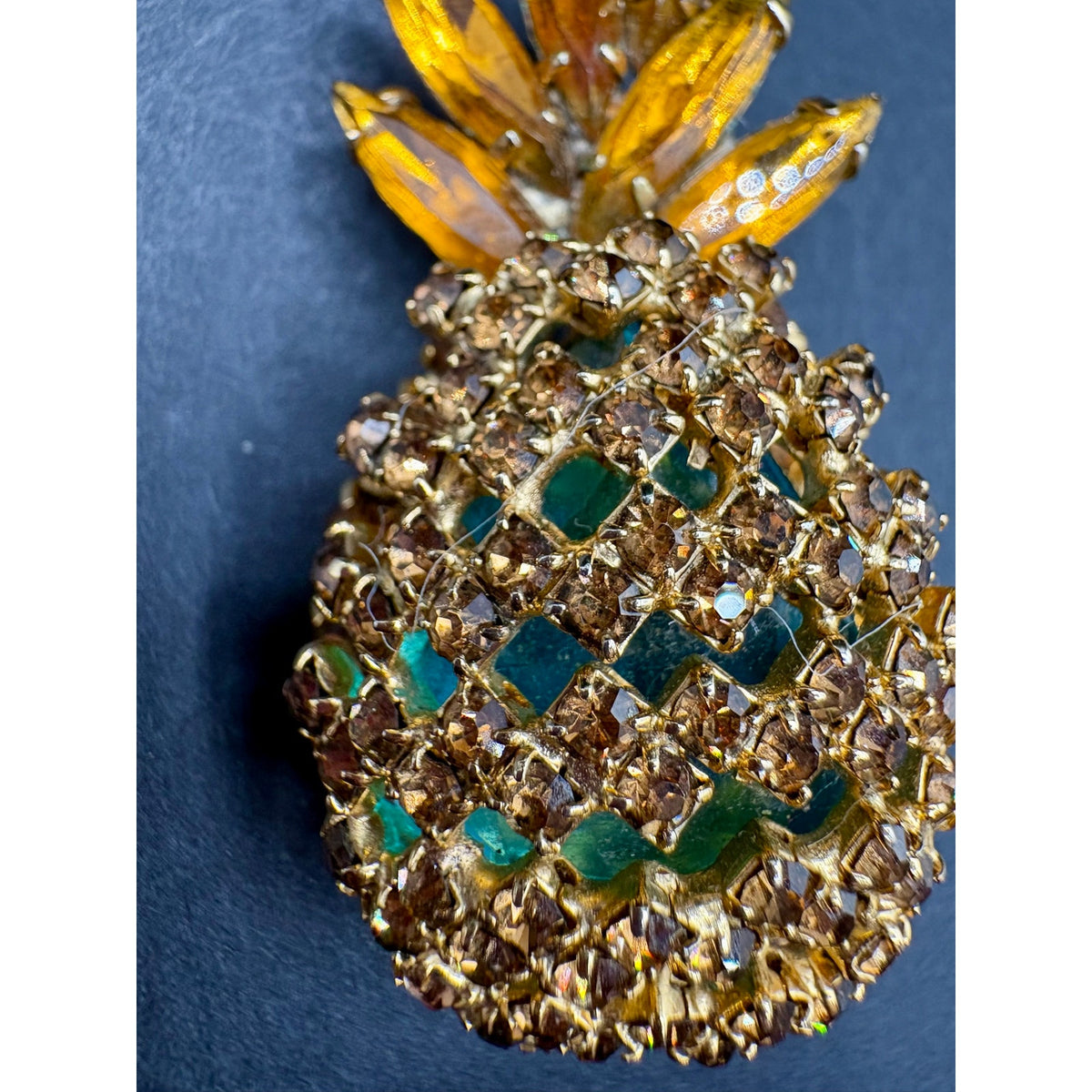 Alice Caviness Pineapple Brooch And Earrings Set