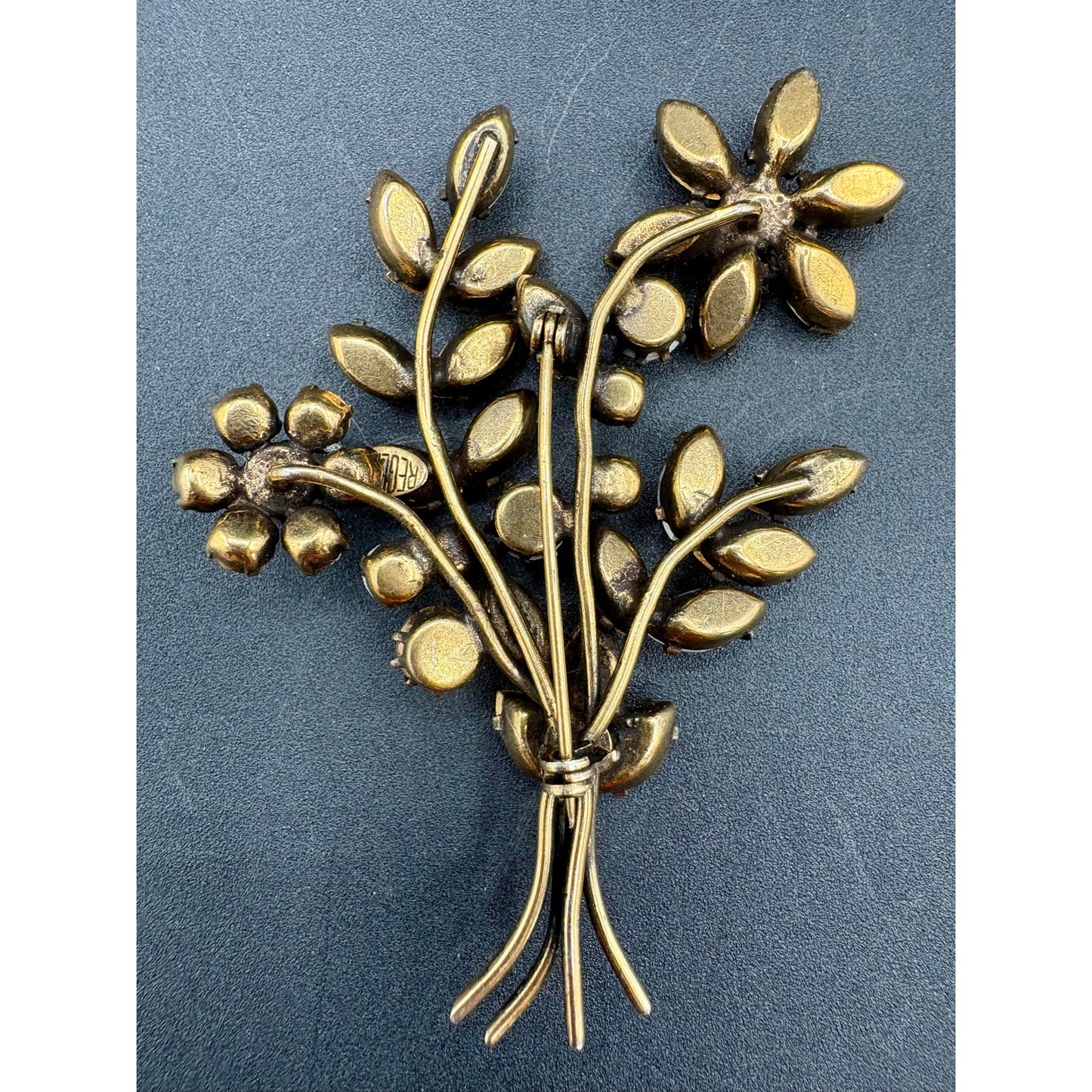 Vintage REGENCY Rhinestone Flower Bouquet Brooch