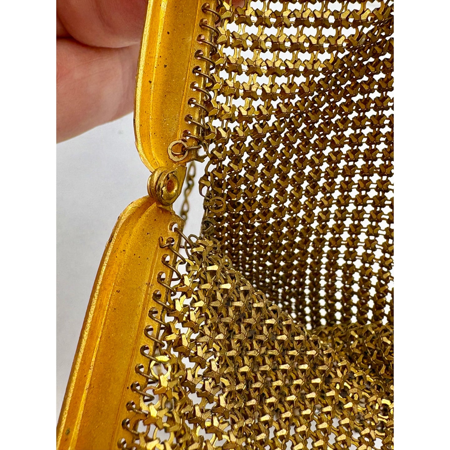 Antique 1920s Flapper Mesh Purse Painted Enamel Art Deco -Unmarked Whiting Davis