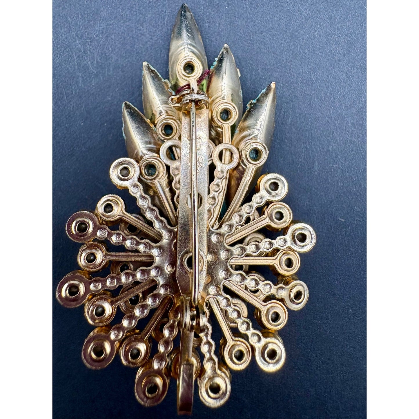 Vintage Judy Lee Green AB Rhinestone Brooch Earrings Set Signed