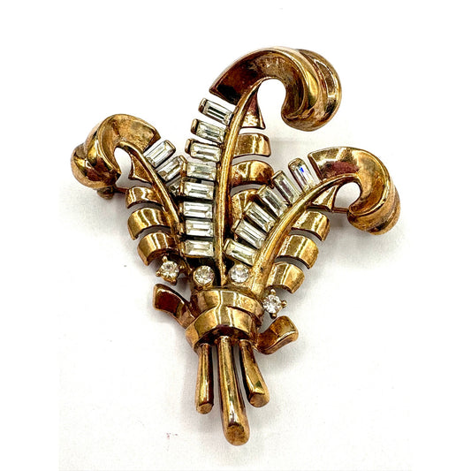 Crown Trifari Alfred Philippe 1949 PAT PEND Fleur de Lis Feather Brooch
