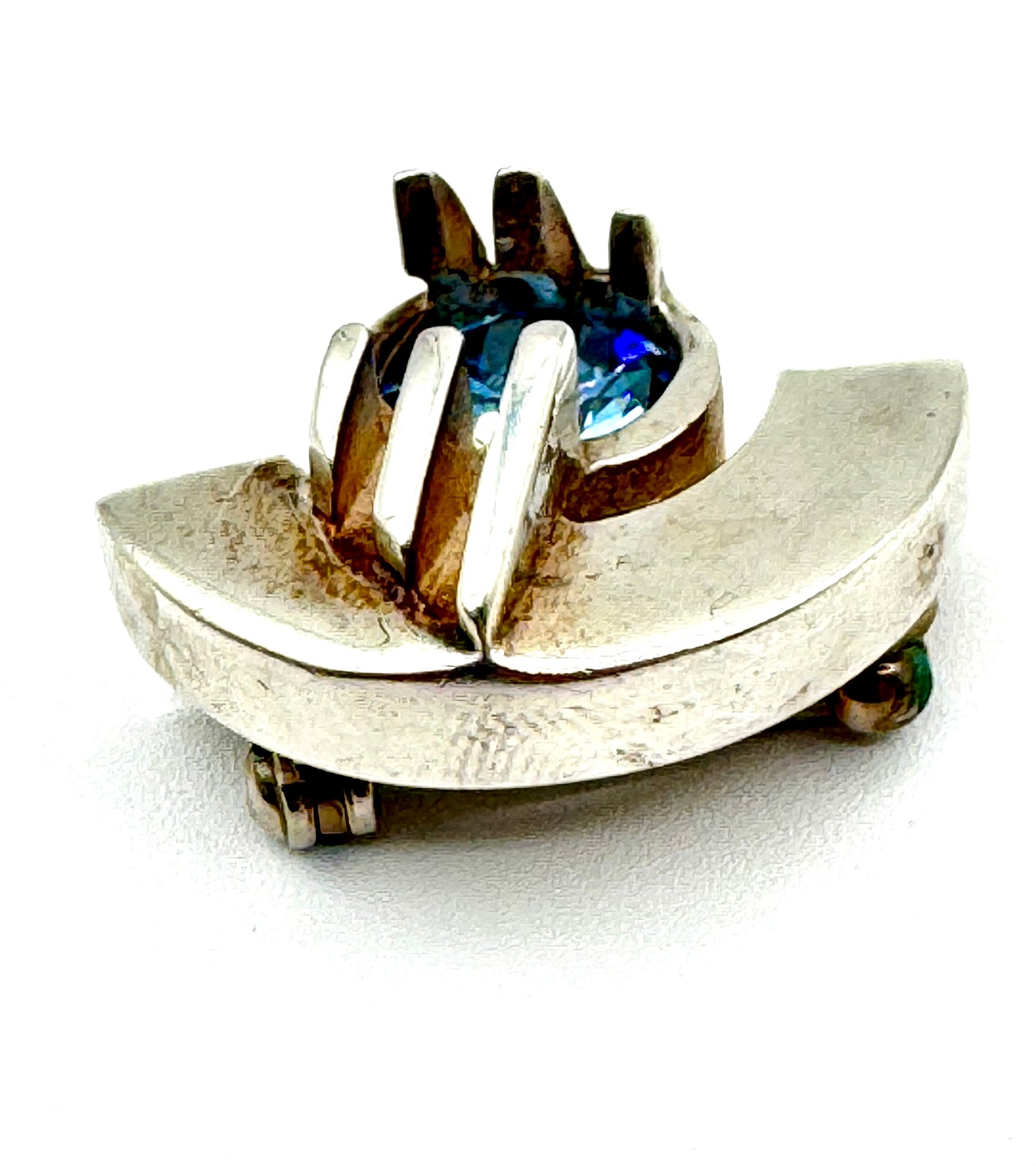 Art Deco Style Sterling and Aquamarine Brooch