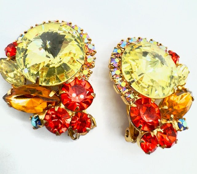 JulianaJuliana Citrine And Orange Rivoli Large Brooch and Earring Set - Black Dog Vintage