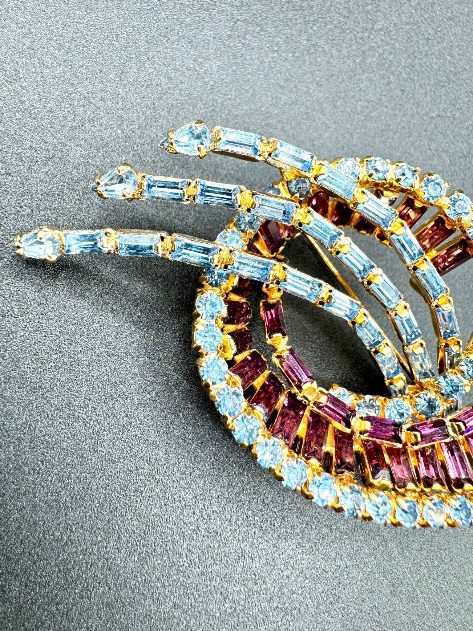kramerKramer New York Vintage Blue and Amethyst Rhinestone Brooch and Earring Set - Black Dog Vintage