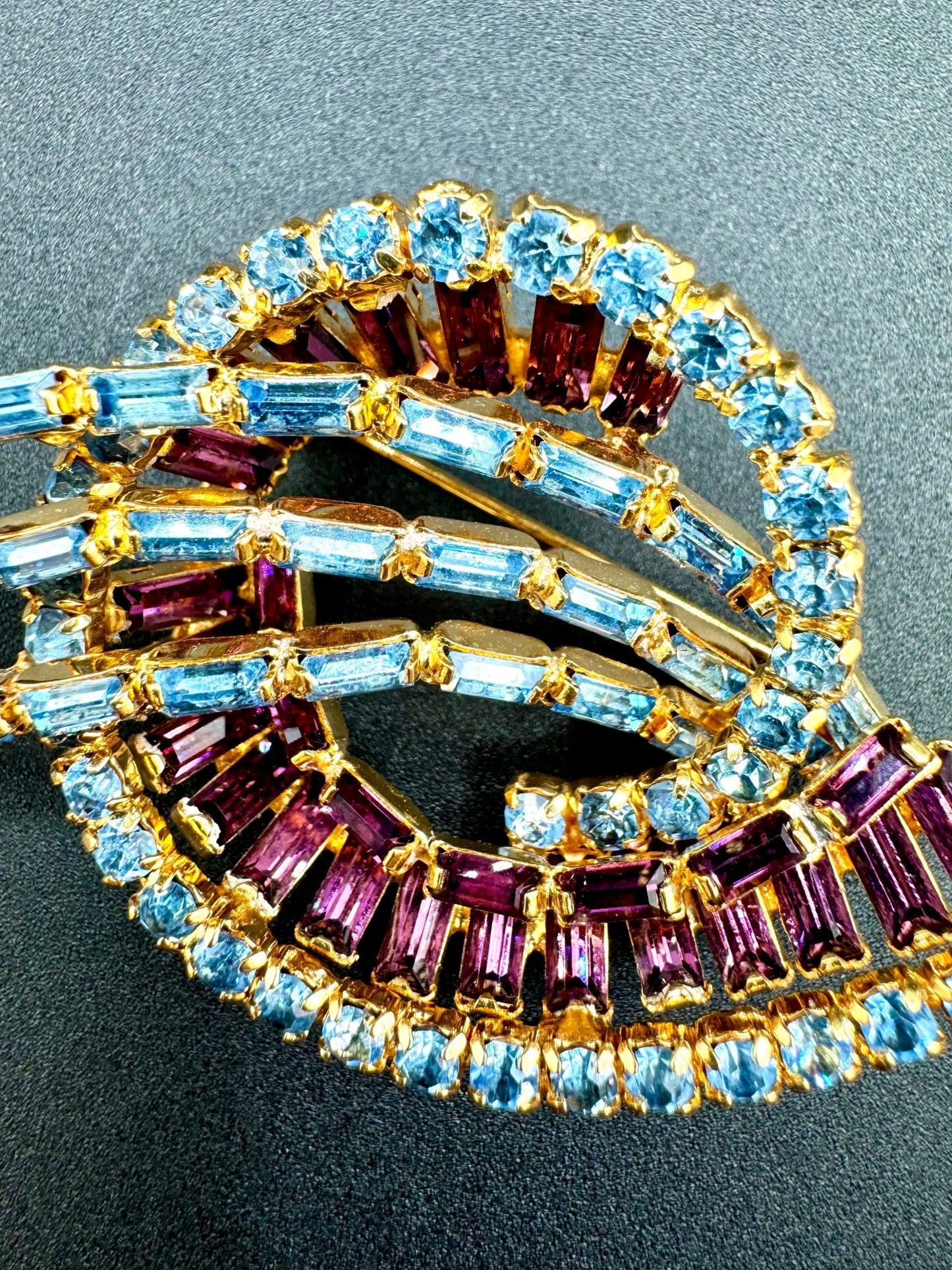kramerKramer New York Vintage Blue and Amethyst Rhinestone Brooch and Earring Set - Black Dog Vintage