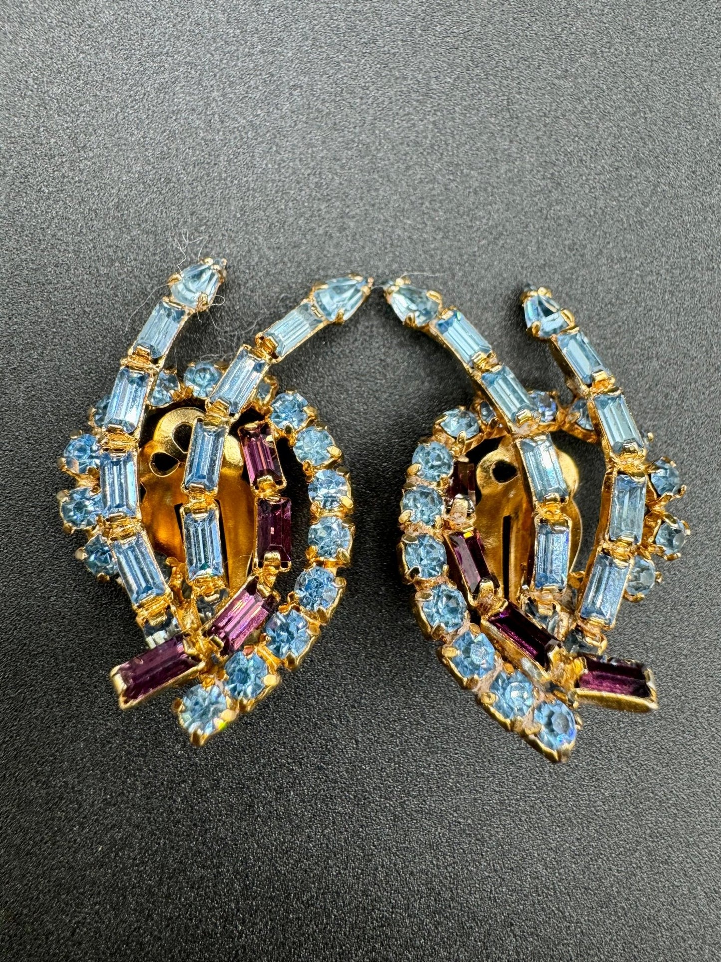 kramerKramer New York Vintage Blue and Amethyst Rhinestone Brooch and Earring Set - Black Dog Vintage