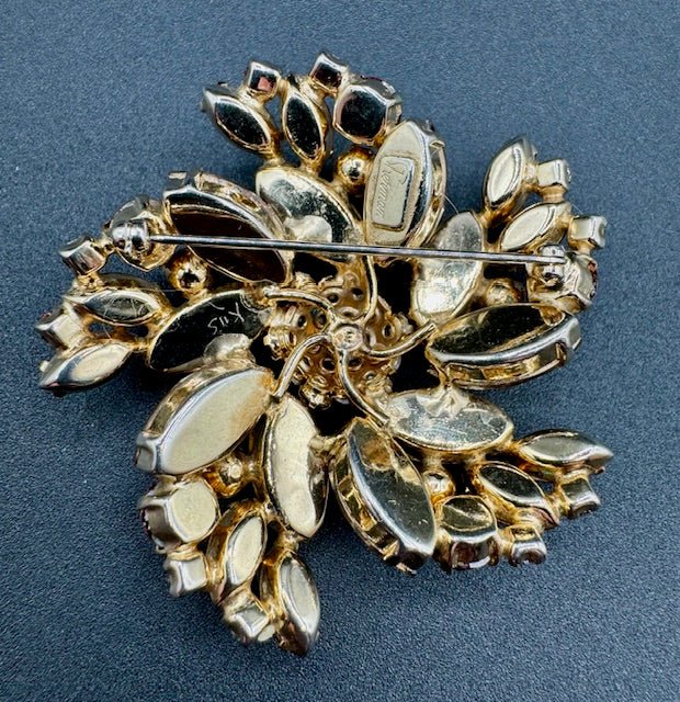 ShermanSherman AB Topaz Crystal Rhinestone Vintage Pinwheel Star Brooch - Beautiful! - Black Dog Vintage