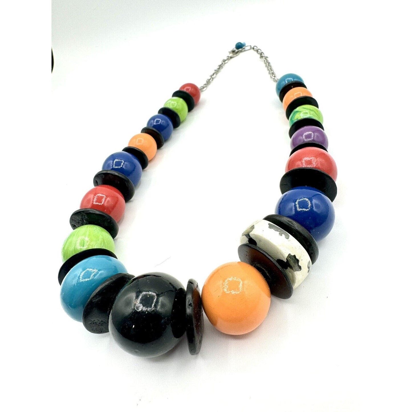 UnbrandedVintage 80’s Colorful Graduated Wooden Bead Chunky Necklace 22-25” - Black Dog Vintage