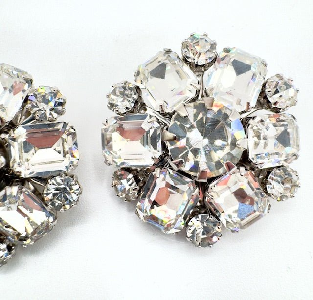 WeissVintage 1960’s Weiss Clip On Clear Rhinestone Huggie Earrings - Black Dog Vintage