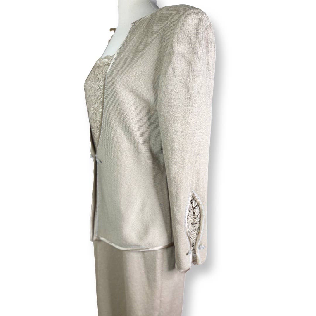 CacheVintage Cache Knit Maxi Dress With Matching Embellished Blazer/Jacket Size M - Black Dog Vintage